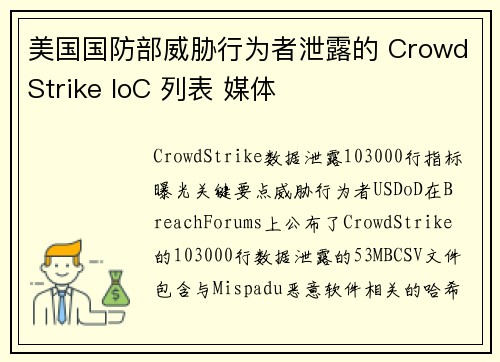 美国国防部威胁行为者泄露的 CrowdStrike IoC 列表 媒体