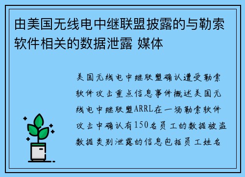 由美国无线电中继联盟披露的与勒索软件相关的数据泄露 媒体